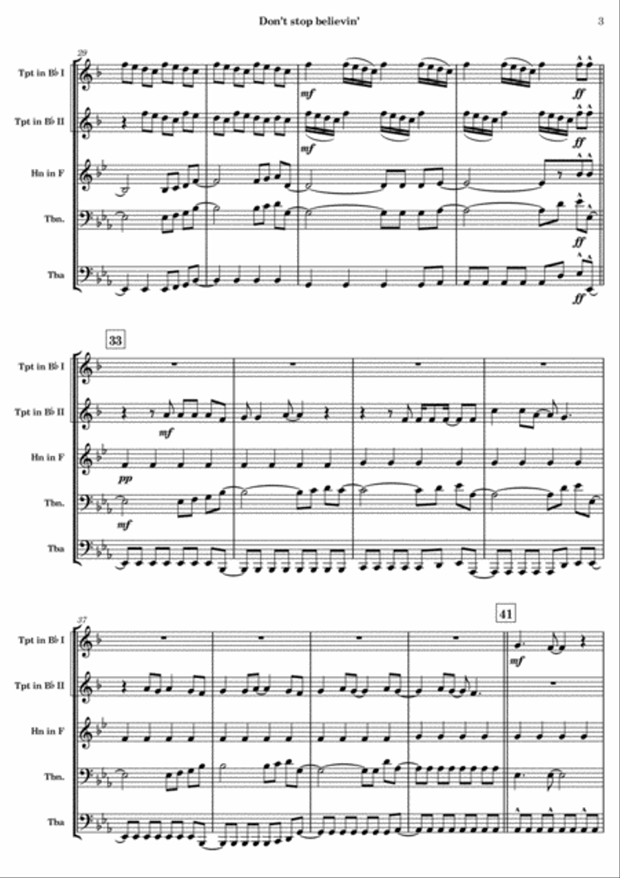 Don't Stop Believin' Don't Stop Believin' Brass Ensemble scores gallery preview page 3
