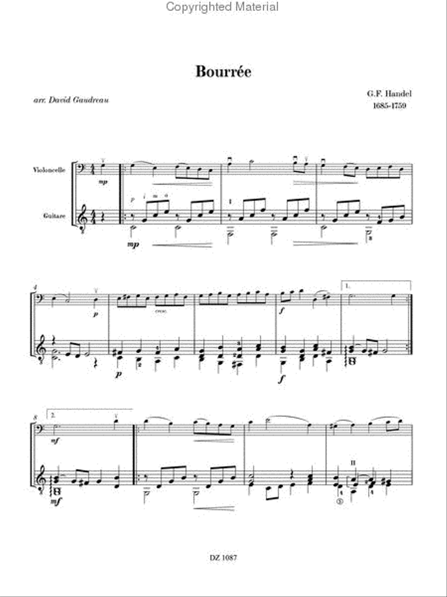 Trois pièces faciles (Bach, Handel, Haydn) Cello scores gallery preview page 2