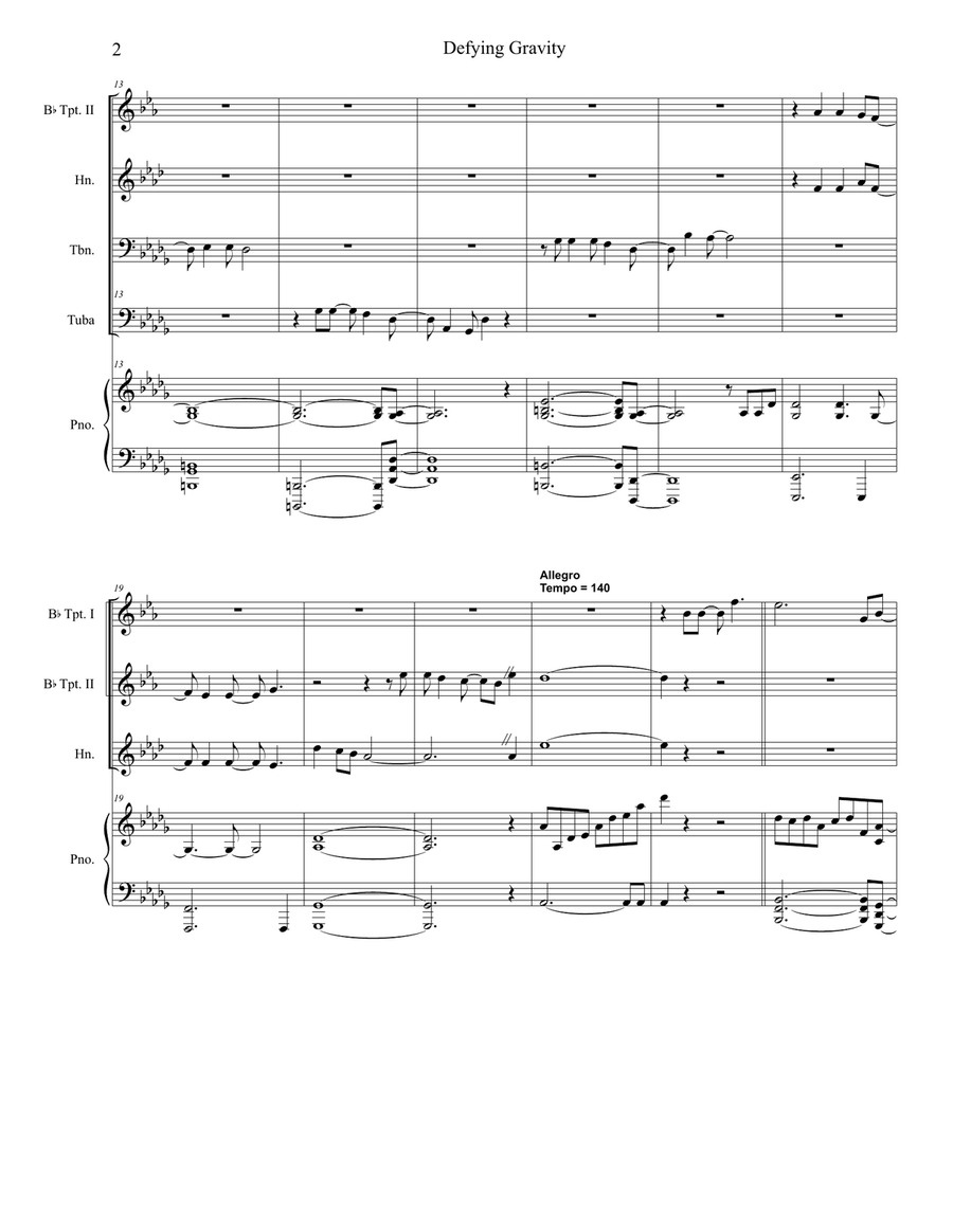 Defying Gravity Brass Quintet scores gallery preview page 2