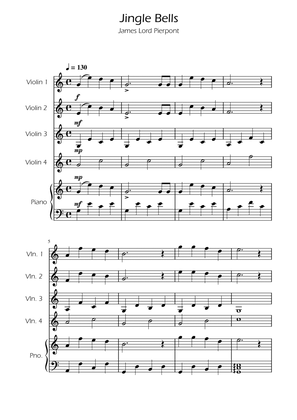 Book cover for Jingle Bells - Violin Quartet w/ Piano