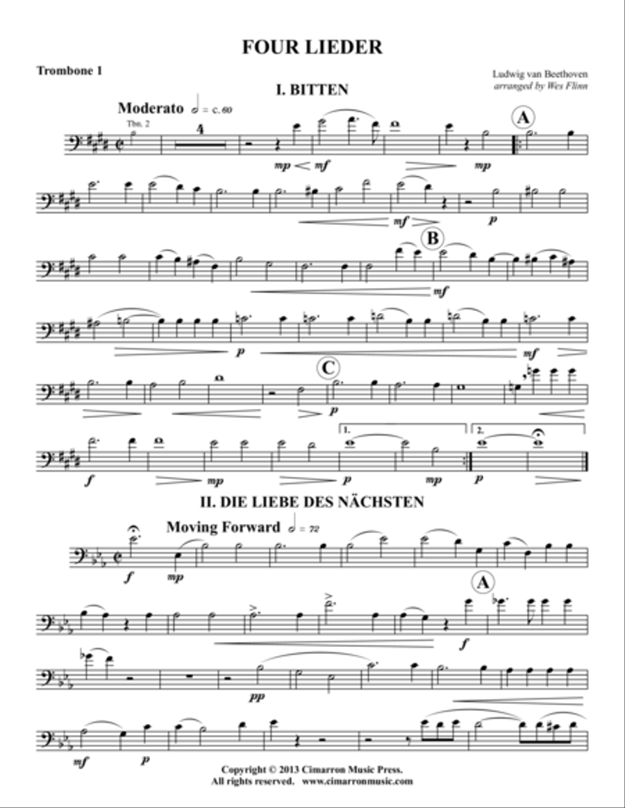 Four Beethoven Lieder Trombone Quartet scores gallery preview page 5