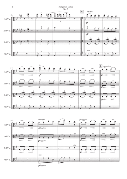 Hungarian Dance No.5 for Viola Quartet image number null