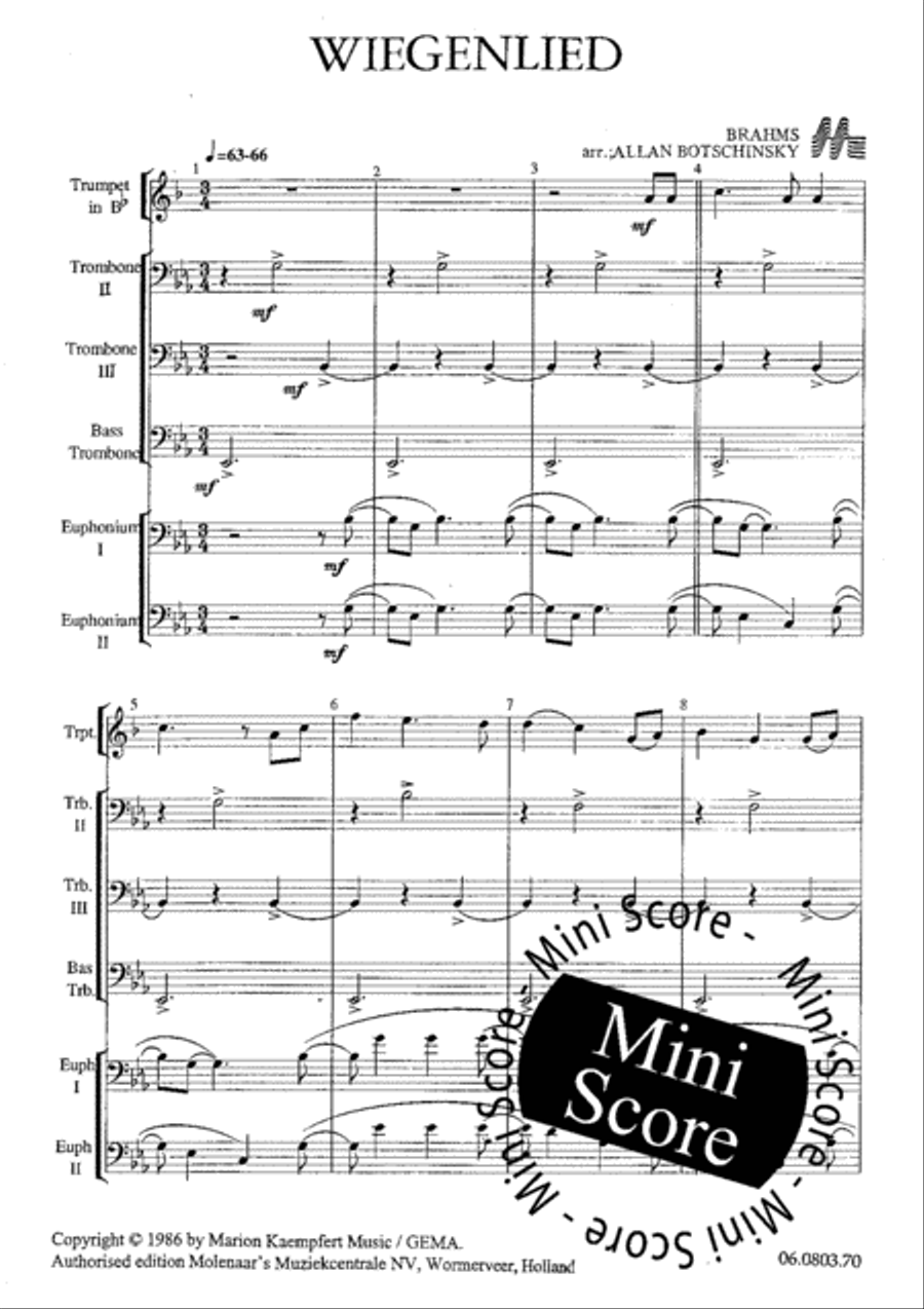 Wiegenlied (Lullaby) Brass Ensemble scores gallery preview page 3