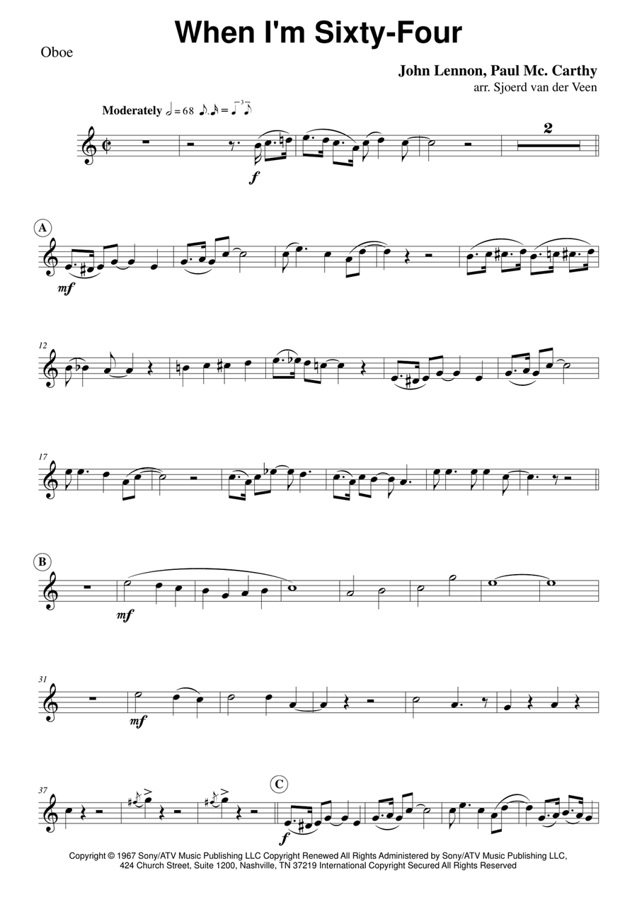 When I'm Sixty-four Woodwind Quintet scores gallery preview page 6