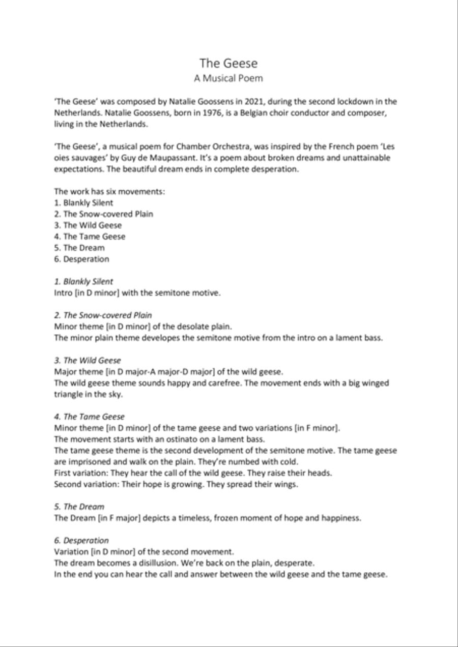 The Geese - A Musical Poem for Chamber Orchestra Chamber Orchestra scores gallery preview page 3