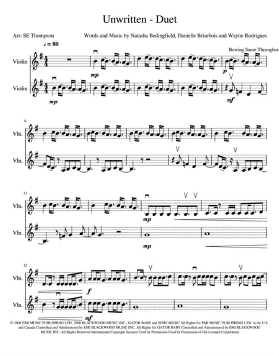 Unwritten String Duet scores gallery preview page 1