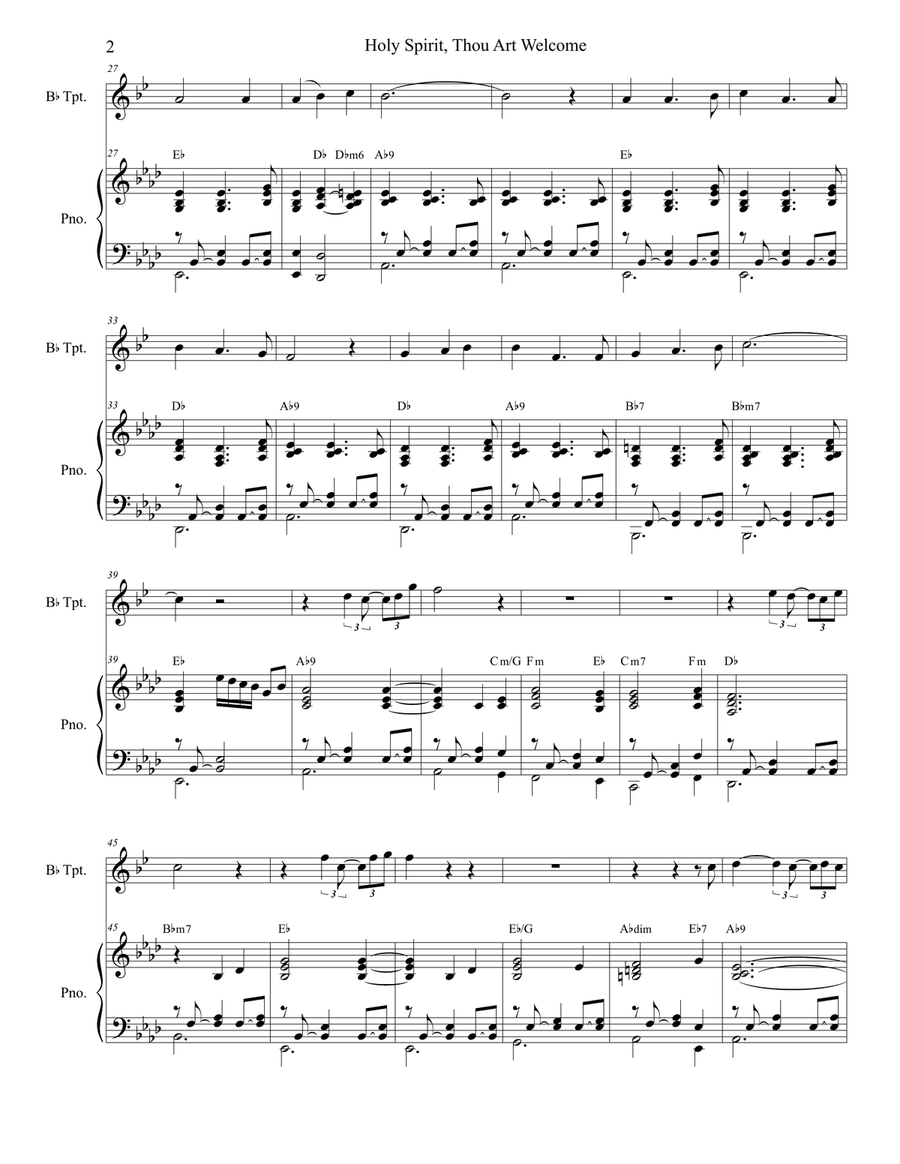 Holy Spirit, Thou Art Welcome Trumpet Solo scores gallery preview page 2