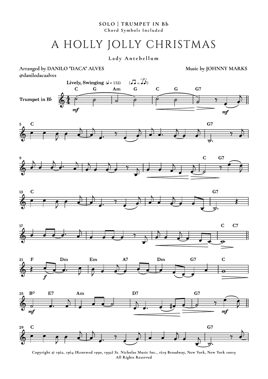 A Holly Jolly Christmas B-Flat Trumpet scores gallery preview page 1
