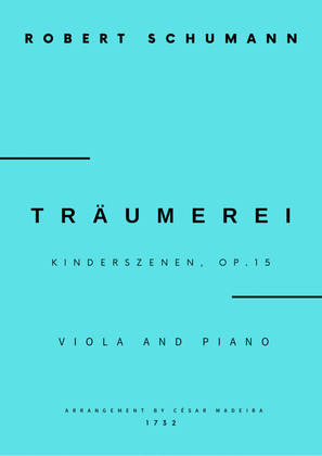 Book cover for Traumerei by Schumann - Viola and Piano (Full Score)
