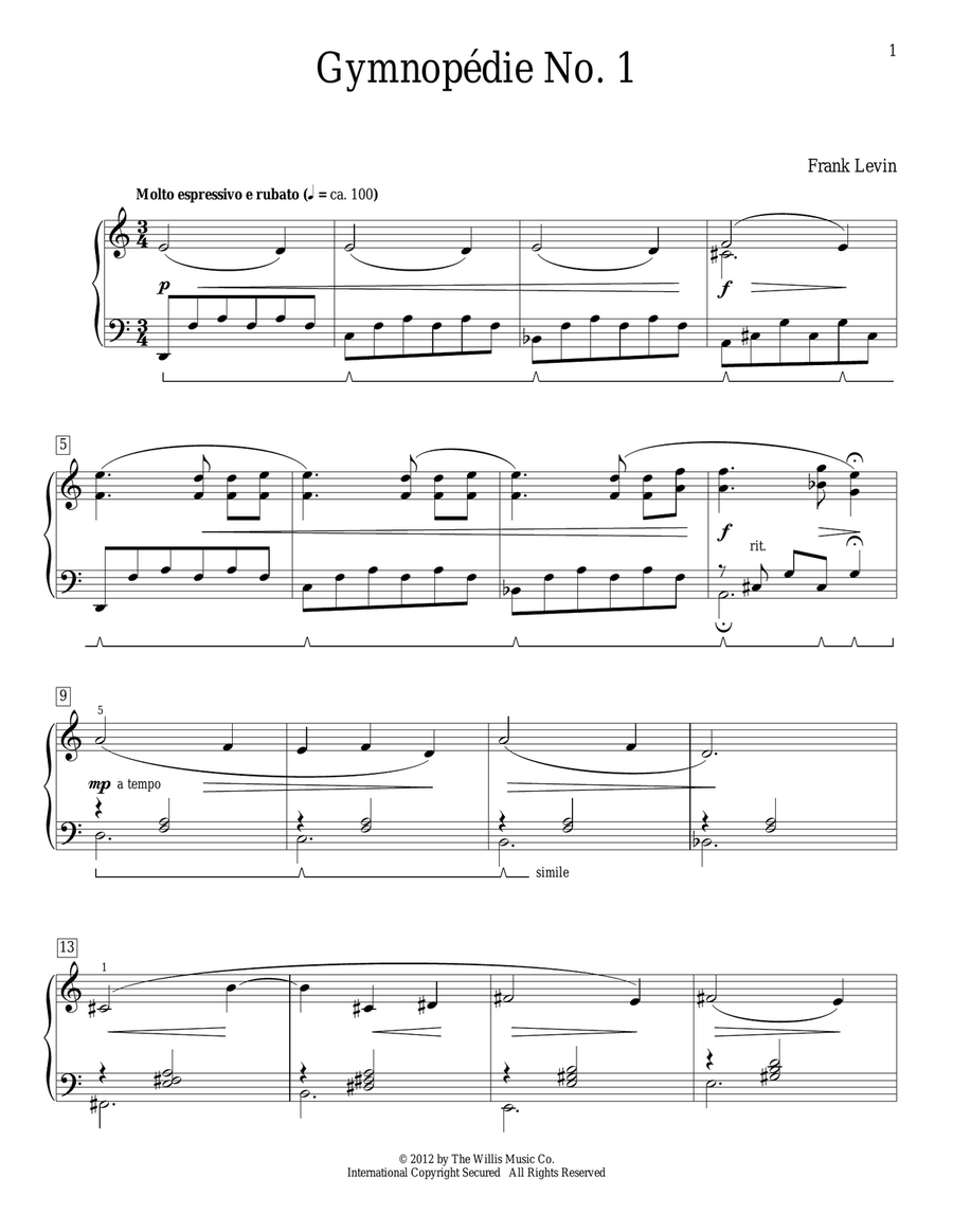 Gymnopedie No. 1 Gymnopedie No. 1 Piano Method scores gallery preview page 1