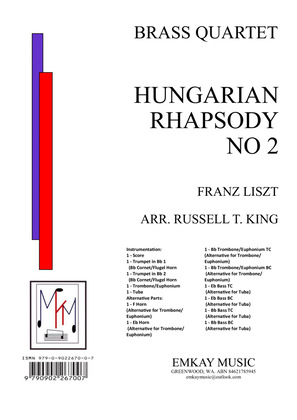 Book cover for HUNGARIAN RHAPSODY NO 2 – BRASS QUARTET