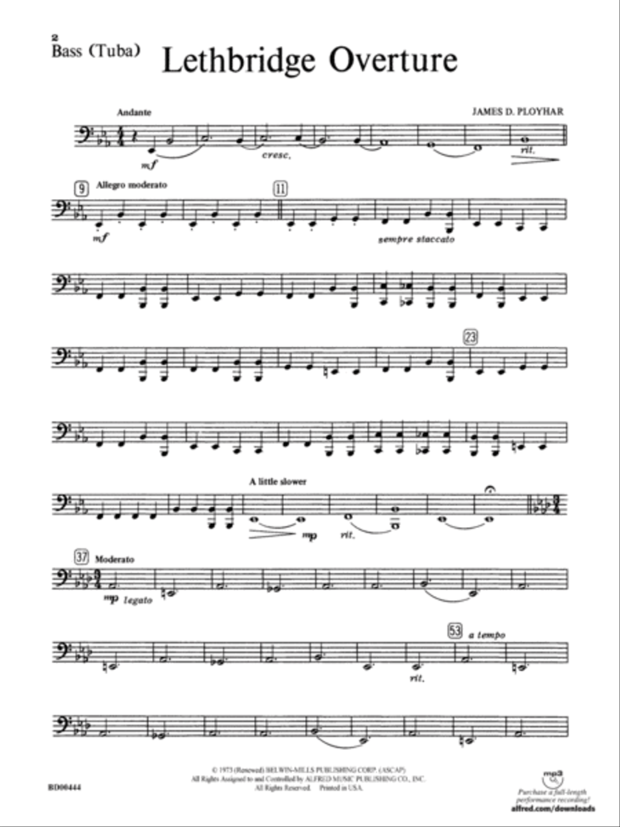 Lethbridge Overture: Tuba Concert Band scores gallery preview page 1