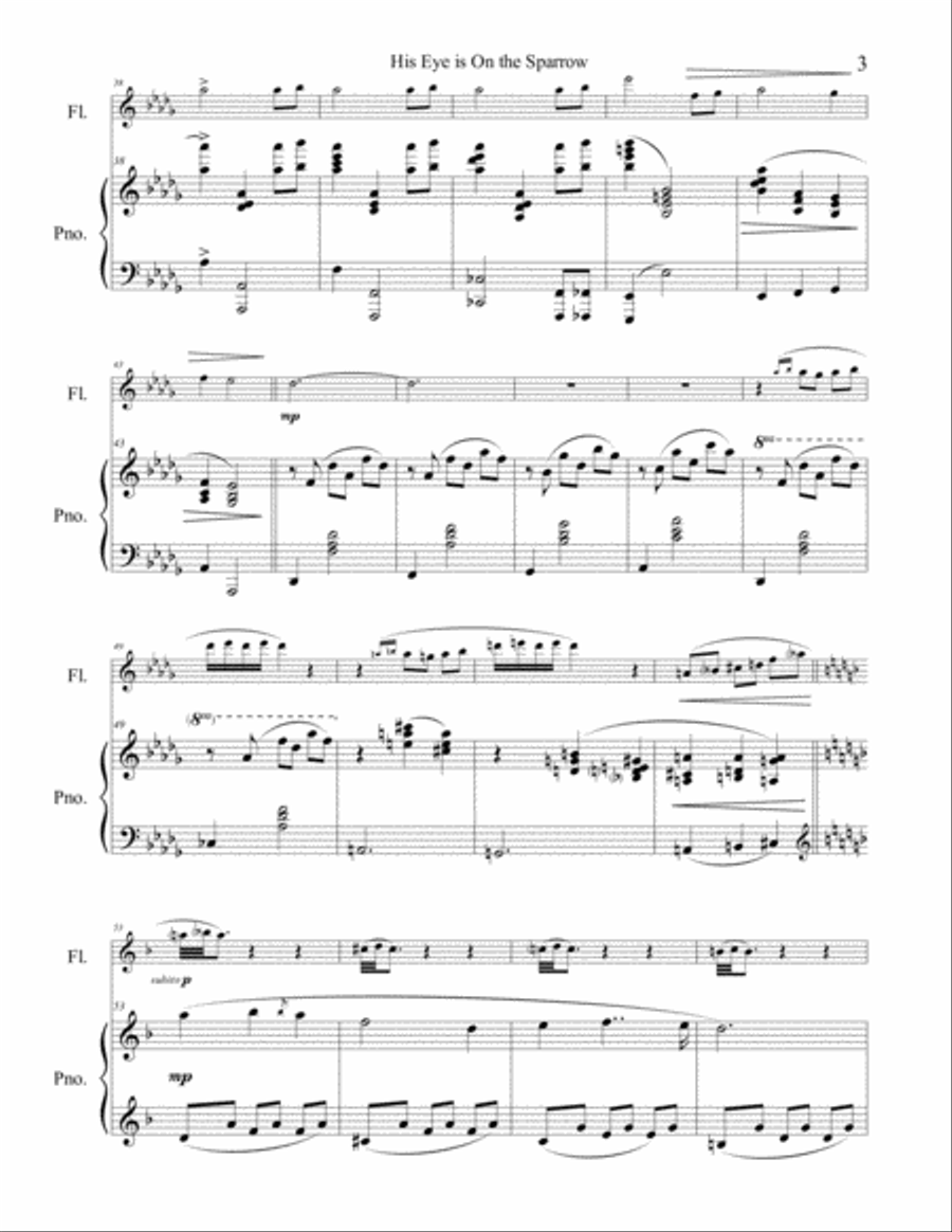 His Eye is on the Sparrow Flute Solo scores gallery preview page 4