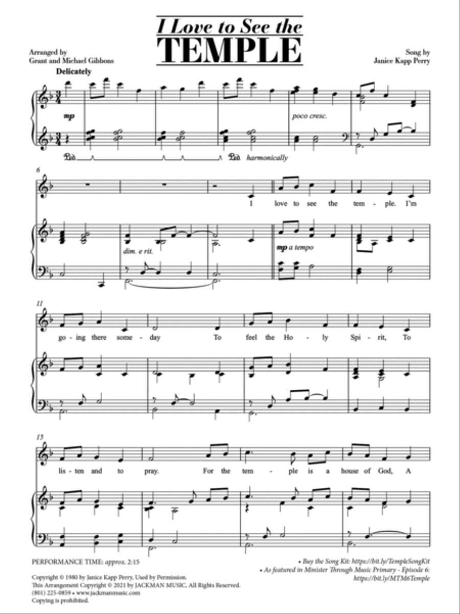 I Love to See the Temple - Children's Chorus Children's Choir scores gallery preview page 2