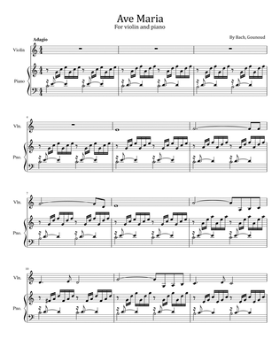 Ave Maria (Bach/Gounod) - For Violin & Piano