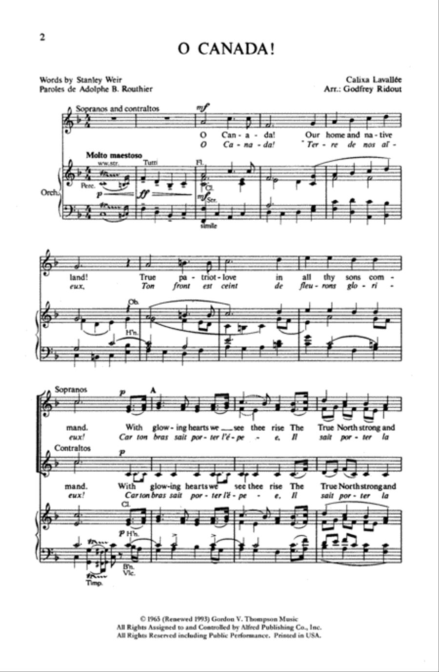 O Canada Choir scores gallery preview page 1