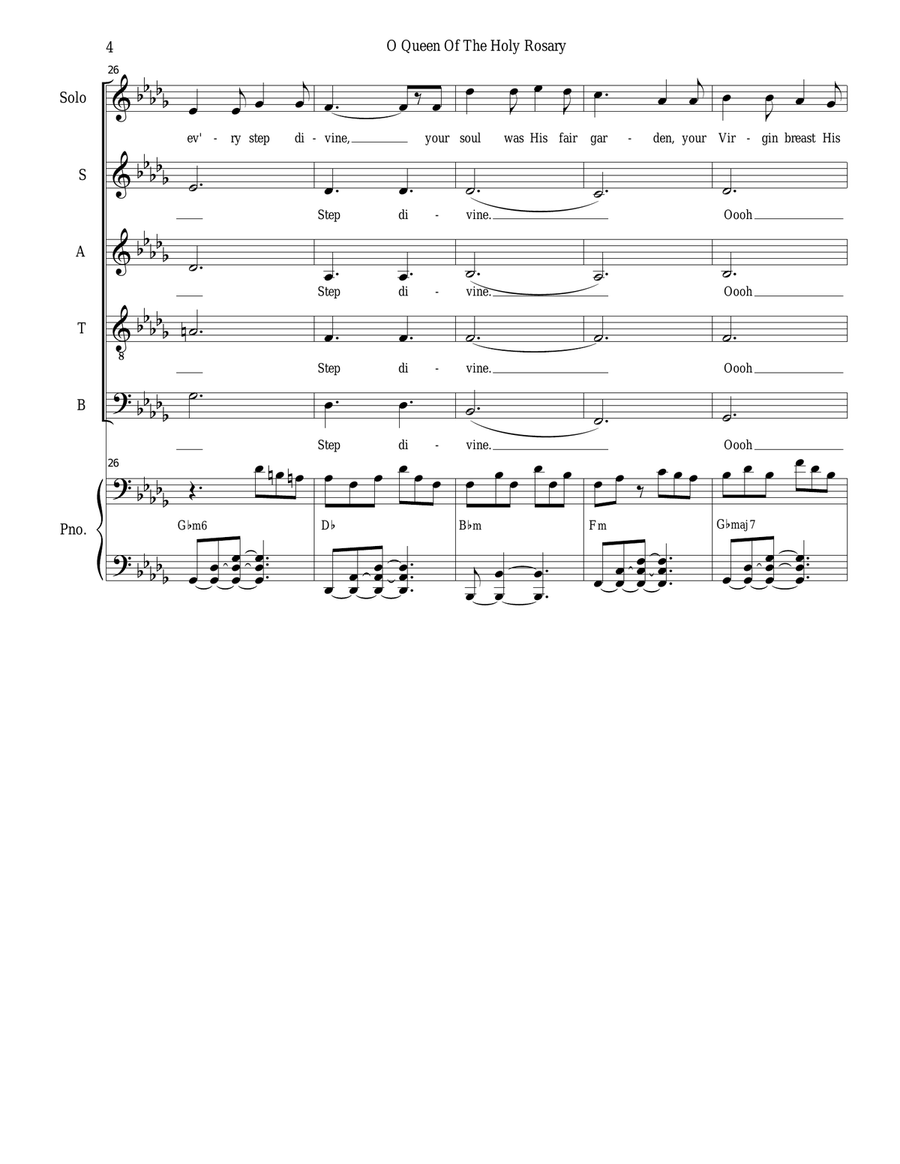 O Queen Of The Holy Rosary (Vocal solo and SATB) 4-Part scores gallery preview page 4