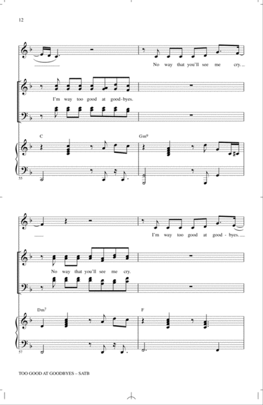 Too Good At Goodbyes 4-Part scores gallery preview page 11
