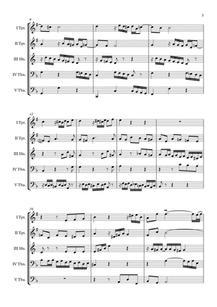 "Praeludium BWV 548" (Johann Sebastian Bach) Brass Quintet arr. Adrian Wagner image number null