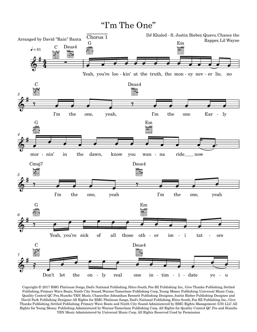 I'm The One Piano scores gallery preview page 1