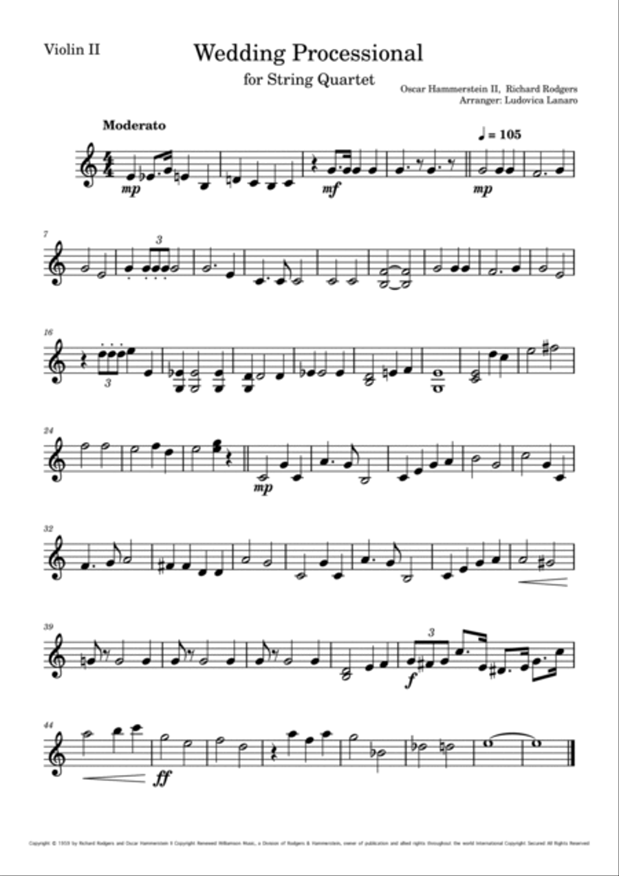 Wedding Processional Wedding Processional String Quartet scores gallery preview page 3