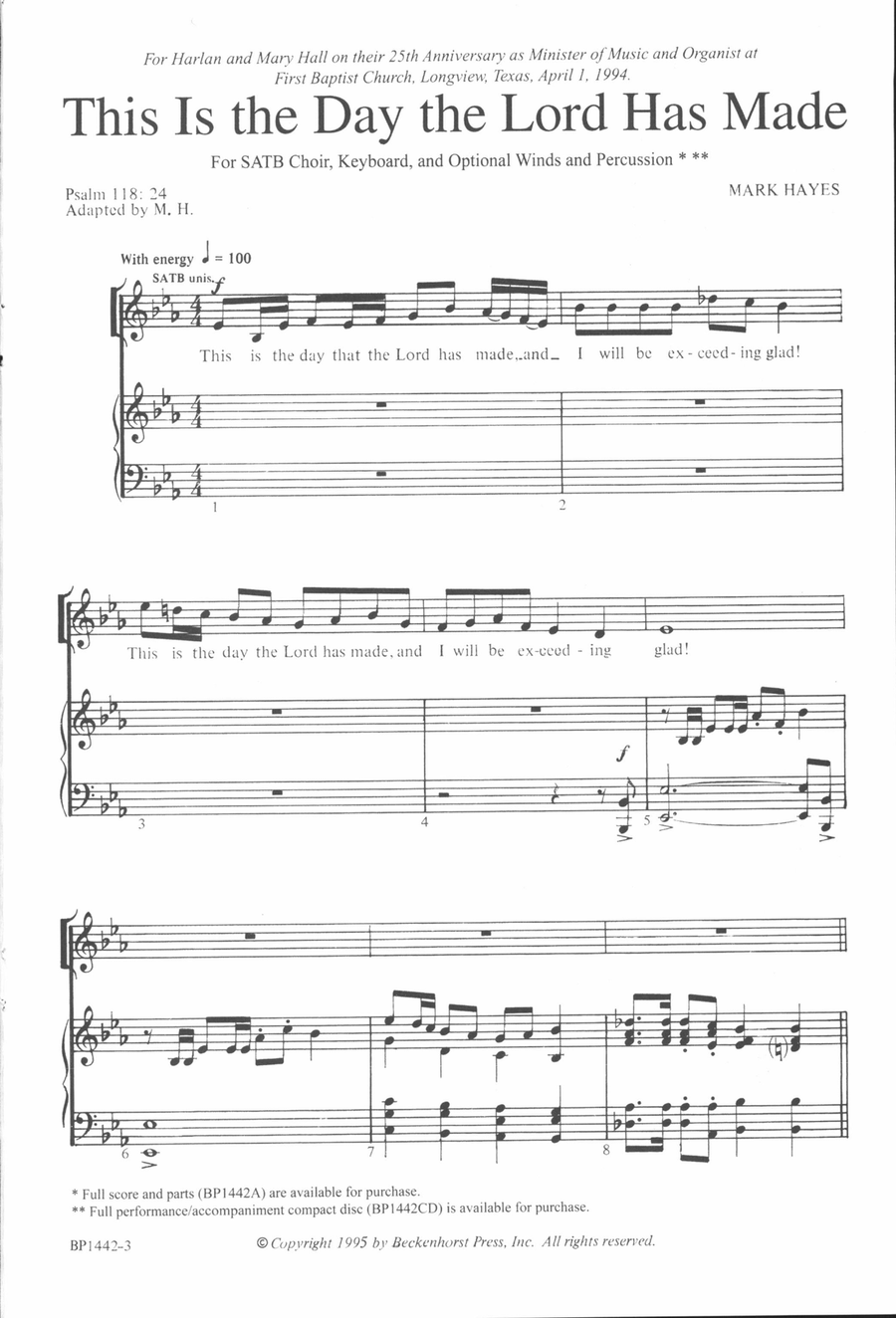 This Is the Day the Lord Has Made 4-Part scores gallery preview page 2