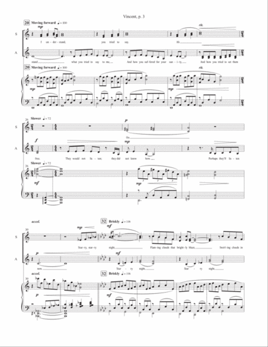 Vincent (starry Starry Night) SSA scores gallery preview page 3