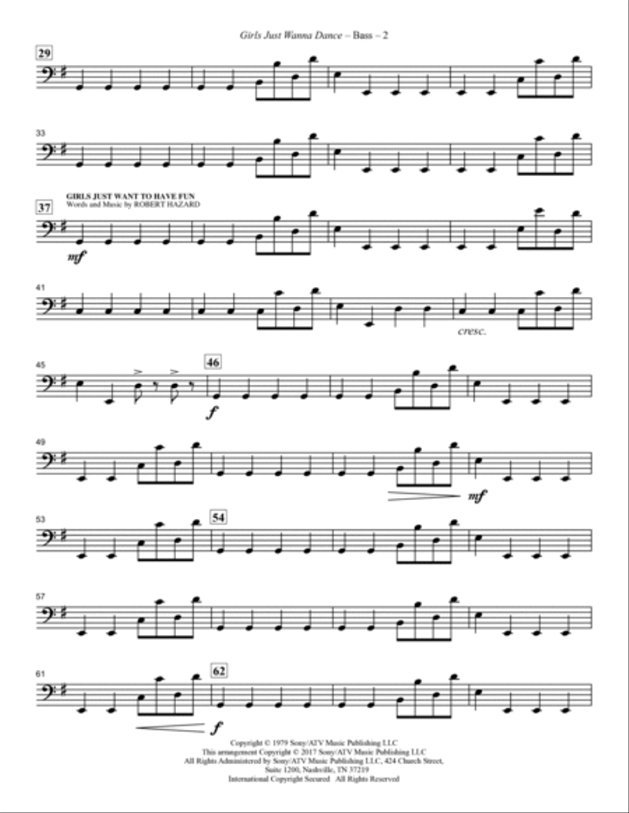 Girls Just Wanna Dance! (I Wanna Dance With Somebody And Girls Just Want To Have Fun) - Bass Choir scores gallery preview page 2