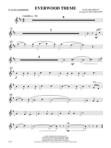 Everwood Theme: E-flat Alto Saxophone