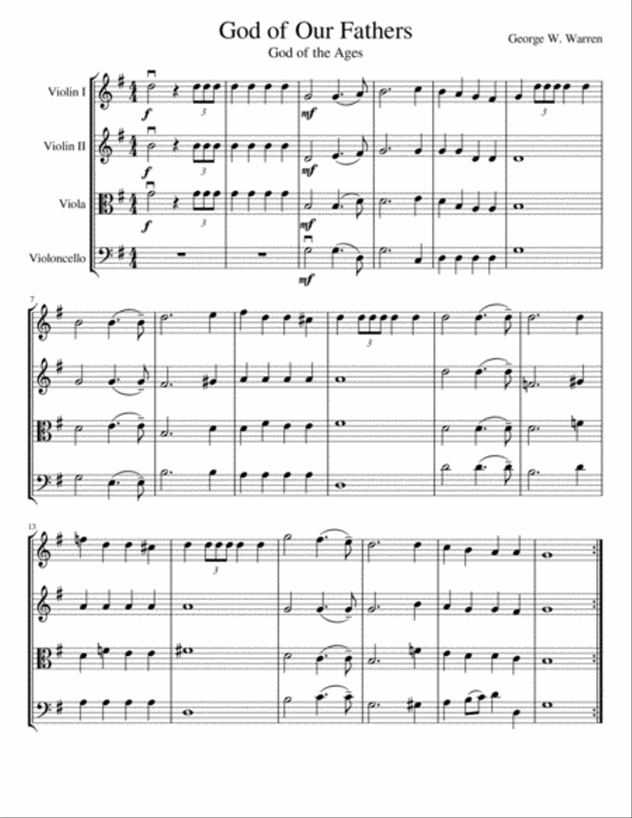 God of Our Fathers String Quartet scores gallery preview page 2