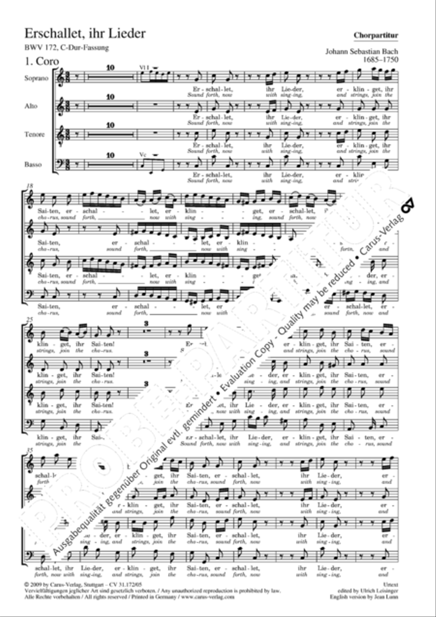 Sound forth, now with singing (Erschallet, ihr Lieder) 4-Part scores gallery preview page 2