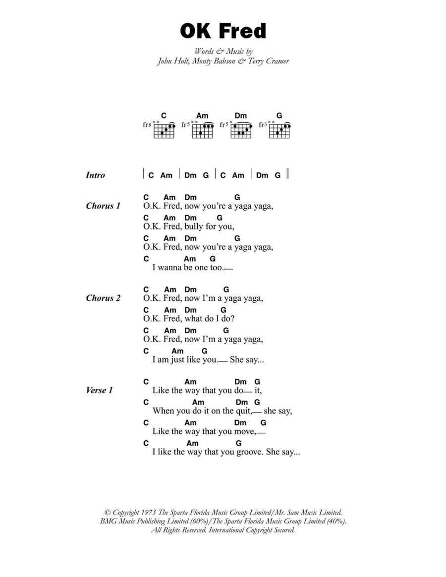 OK Fred Easy Guitar scores gallery preview page 1