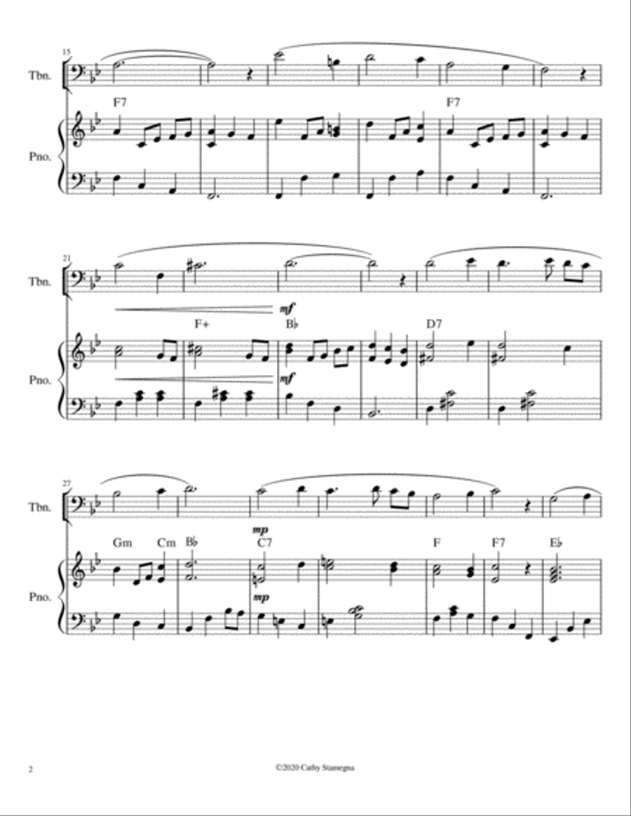 Let Me Call You Sweetheart (Trombone Solo, Chords, Piano Accompaniment). Small Ensemble scores gallery preview page 4