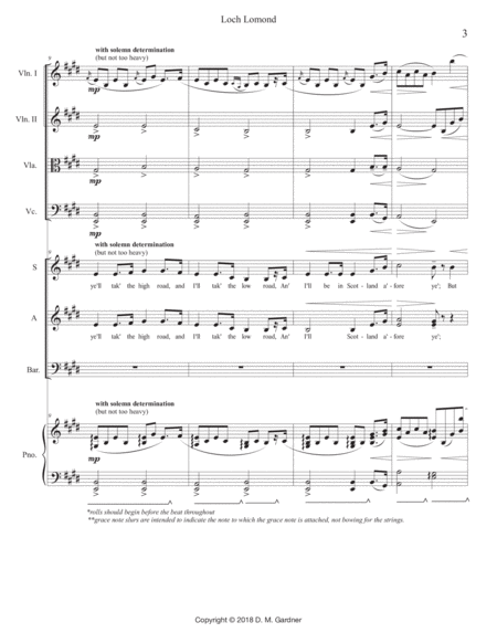 Loch Lomond - SAB and String Quartet (opt. piano) 3-Part - Digital Sheet Music