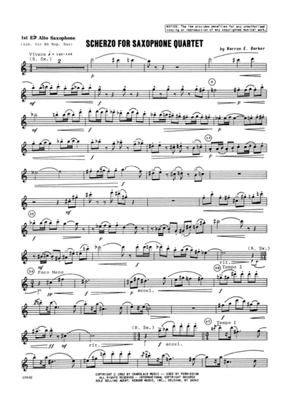 Scherzo for Saxophone Quartet - 1st Eb Alto Saxophone