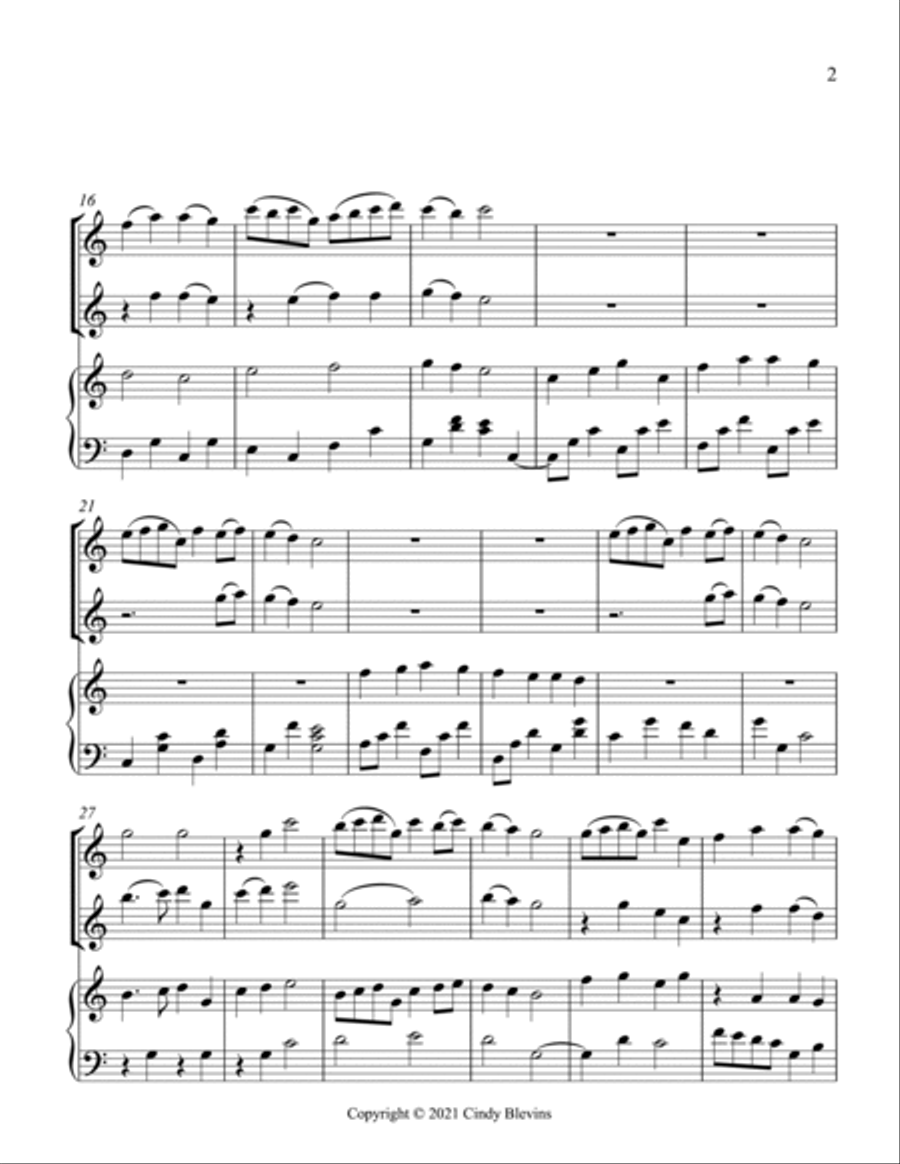 Christ the Lord Is Risen Today, Two Flutes and Harp Flute Duet scores gallery preview page 3