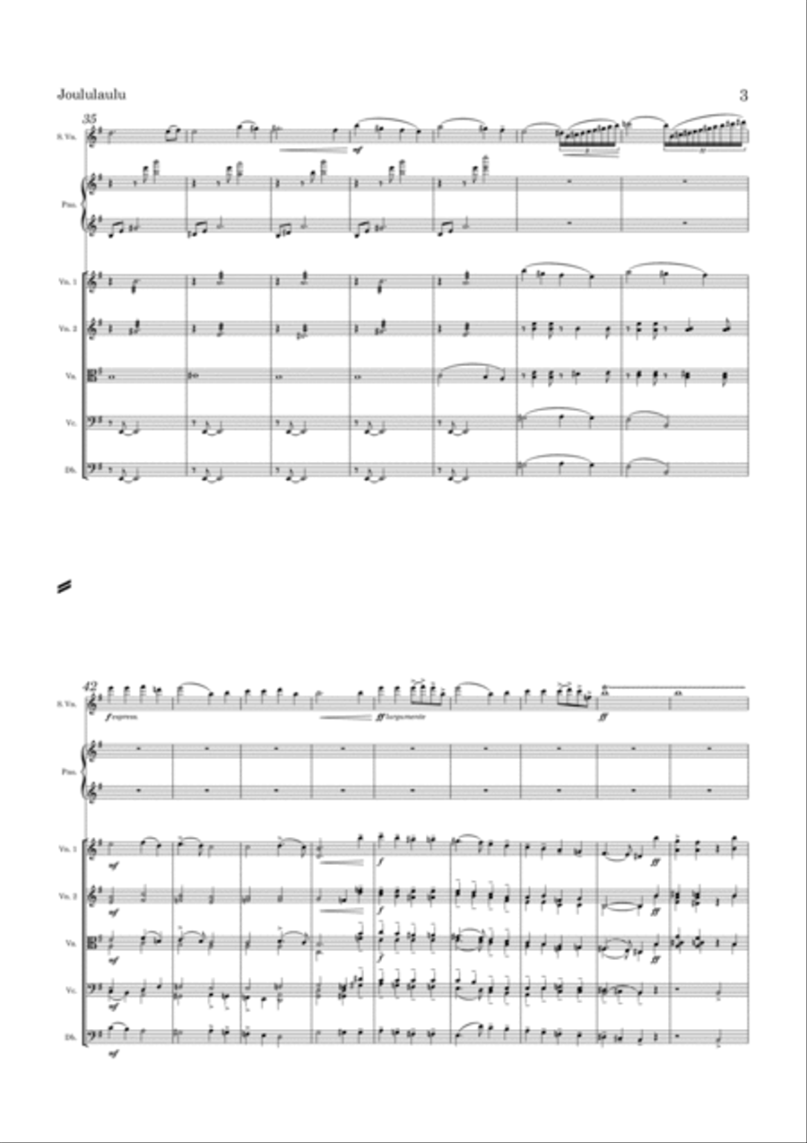 Kuula Joululaulu Op. 22 No. 1 for Violin and String Orchestra String Orchestra scores gallery preview page 4
