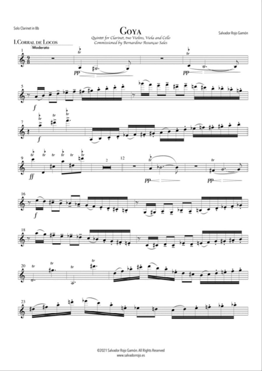 Goya for Clarinet & String Quartet B-Flat Clarinet scores gallery preview page 6