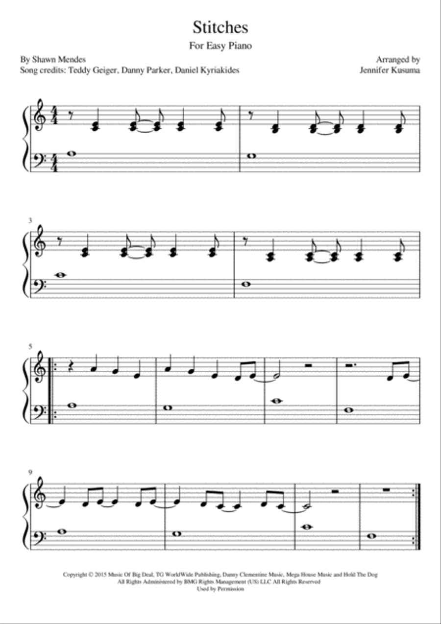 Stitches Easy Piano scores gallery preview page 1