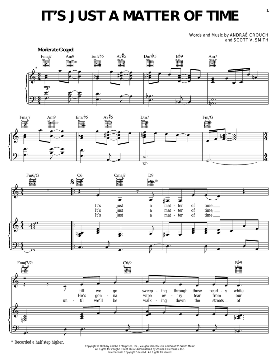 It's Just A Matter Of Time Piano, Vocal, Guitar scores gallery preview page 1