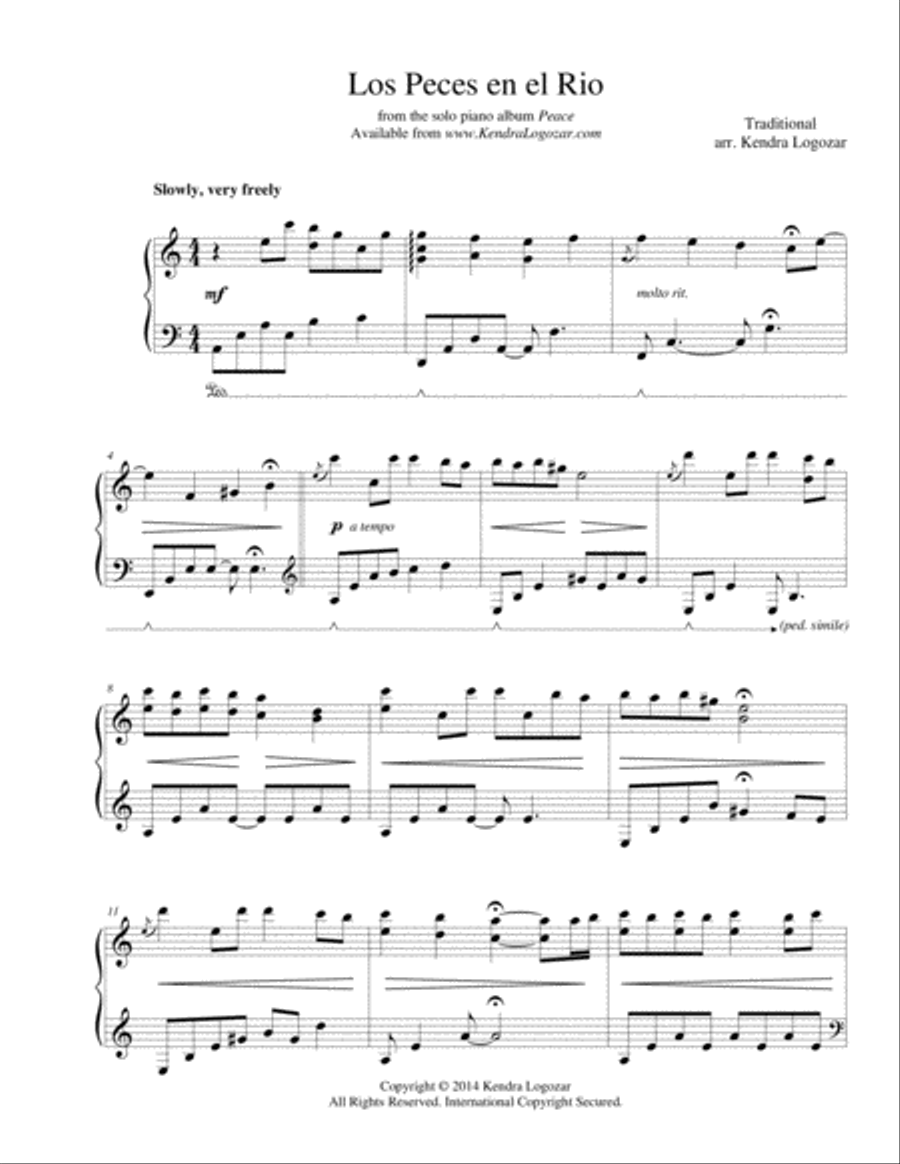 Los Peces en el Rio - Traditional Spanish Christmas/Holiday Piano Solo scores gallery preview page 1