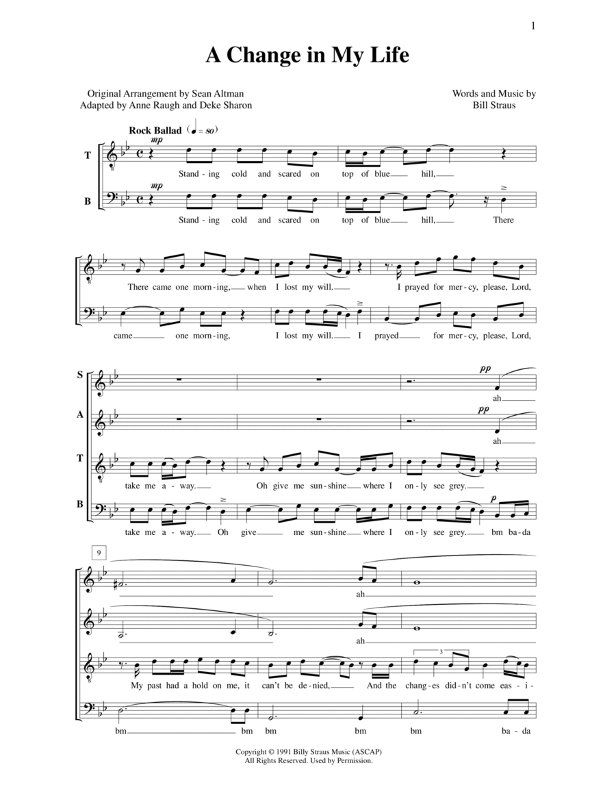 A Change in My Life 4-Part scores gallery preview page 1