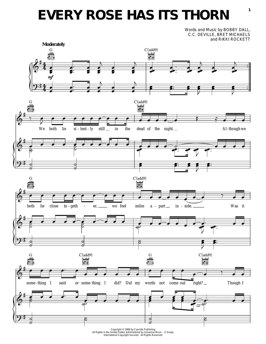 Every Rose Has Its Thorn Acoustic Guitar scores gallery preview page 1