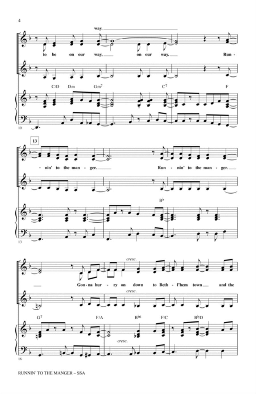 Runnin' To The Manger (Hear The Angels Sing) SSA scores gallery preview page 2