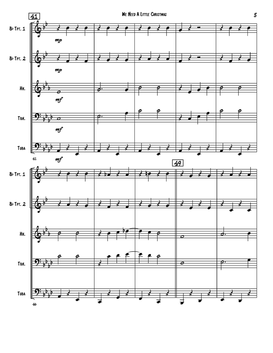 We Need A Little Christmas Brass Quintet scores gallery preview page 5