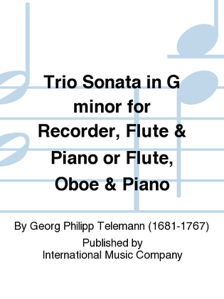 Book cover for Trio Sonata In G Minor For Recorder, Flute & Piano Or Flute, Oboe & Piano