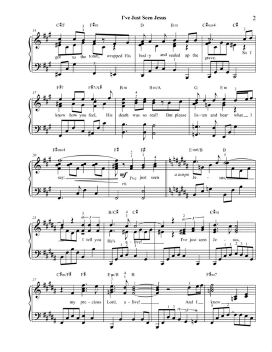 I've Just Seen Jesus Piano Solo scores gallery preview page 3