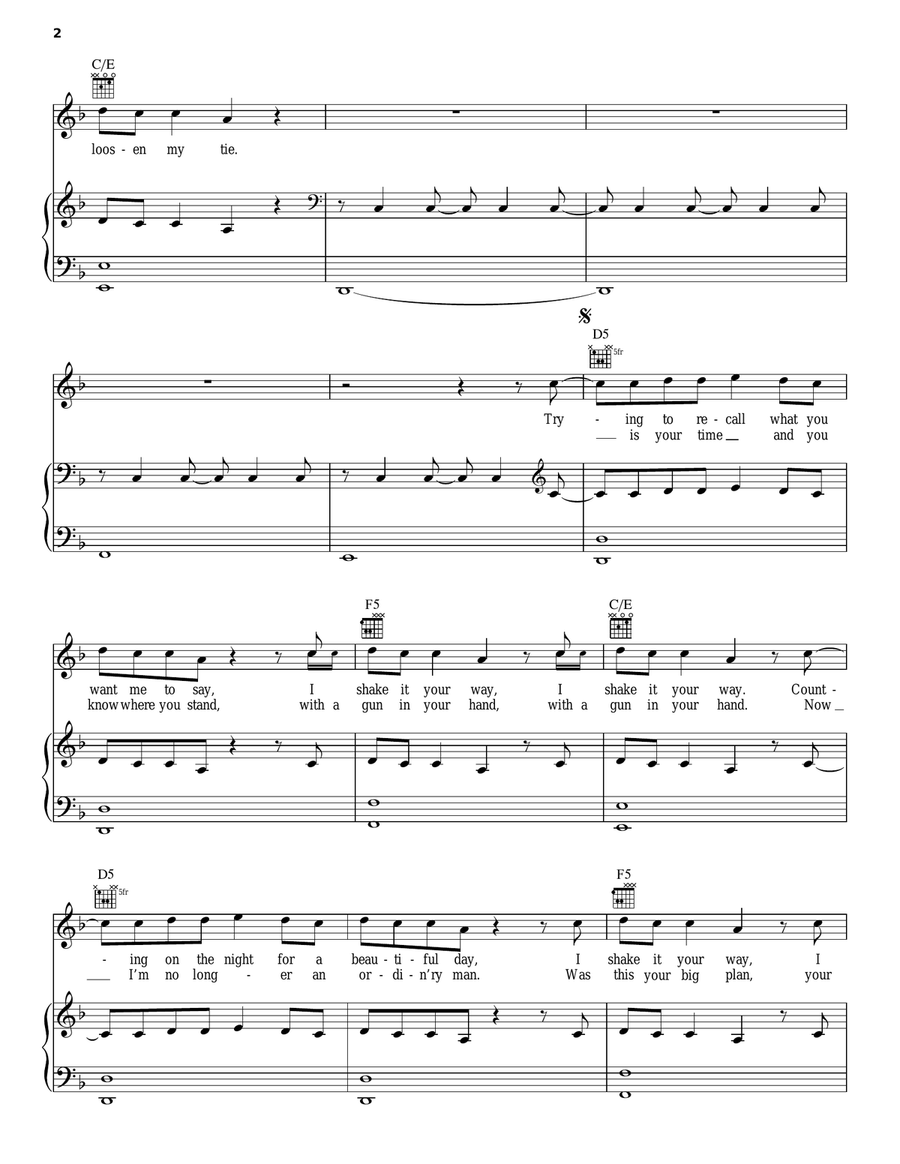 Be Somebody Piano, Vocal, Guitar scores gallery preview page 2