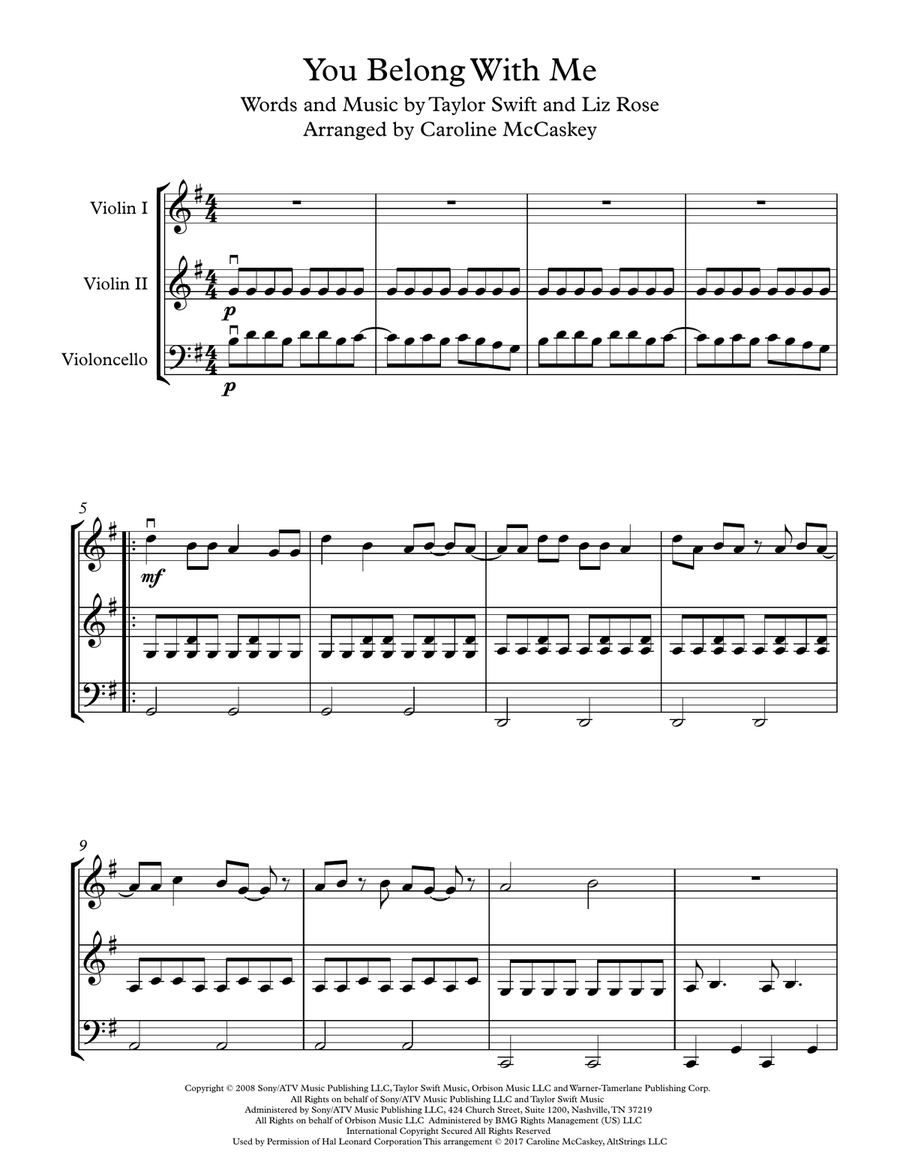 You Belong With Me String Trio scores gallery preview page 2