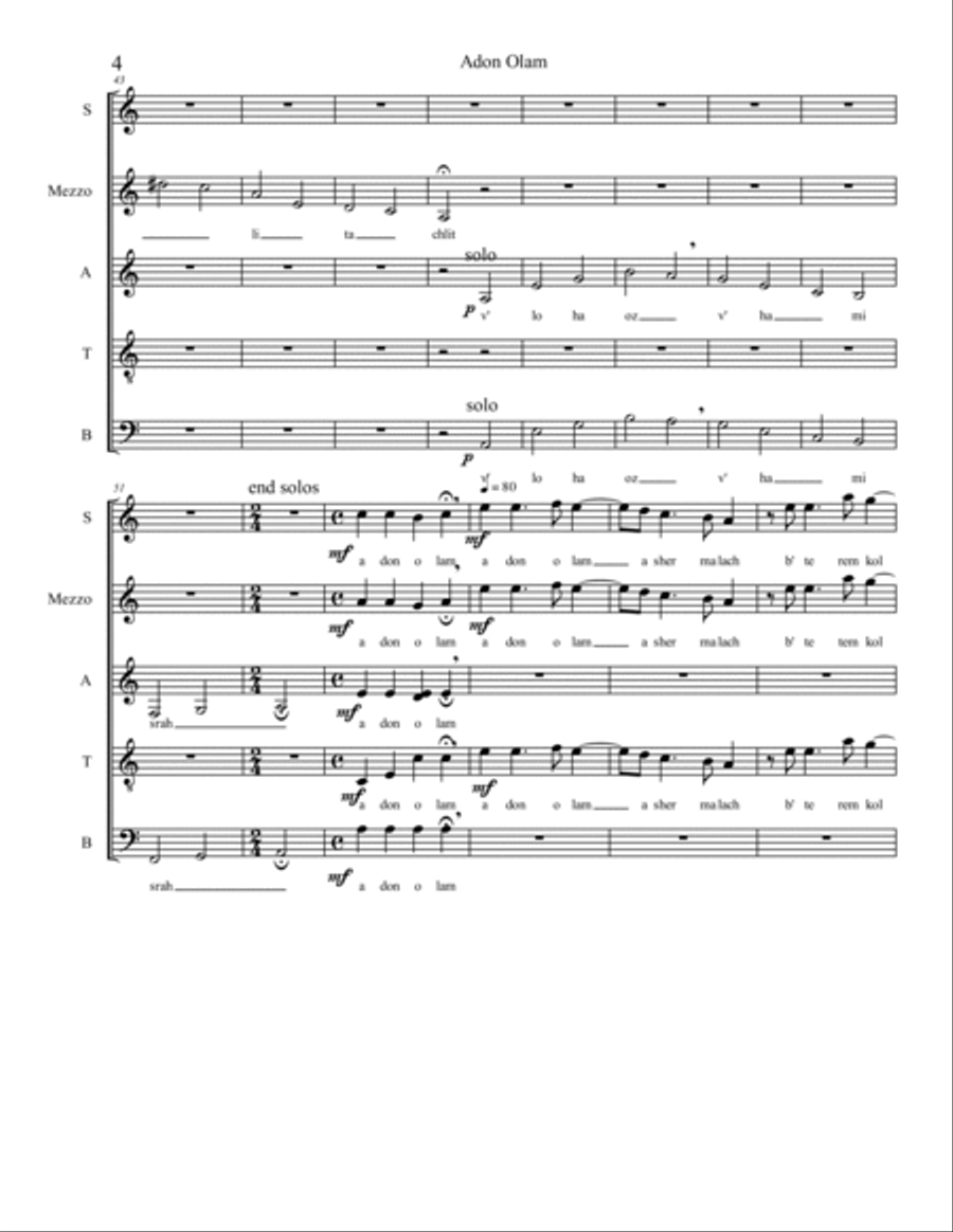 Adon Olam Chorale A Cappella scores gallery preview page 4